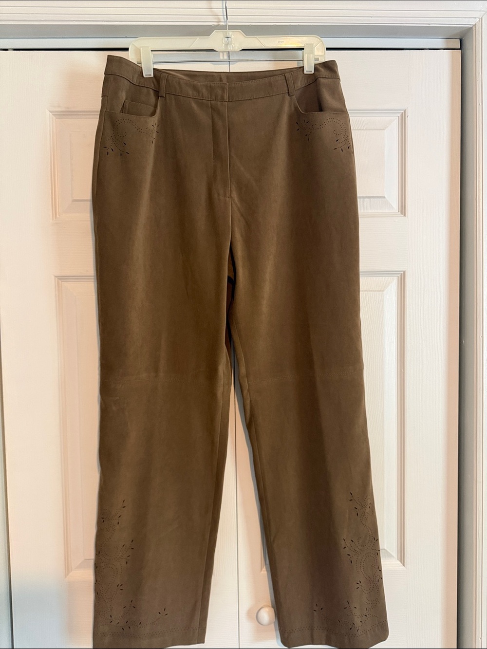 Talbots Brown Laser-Cut Detail Straight Leg Pants Size 16